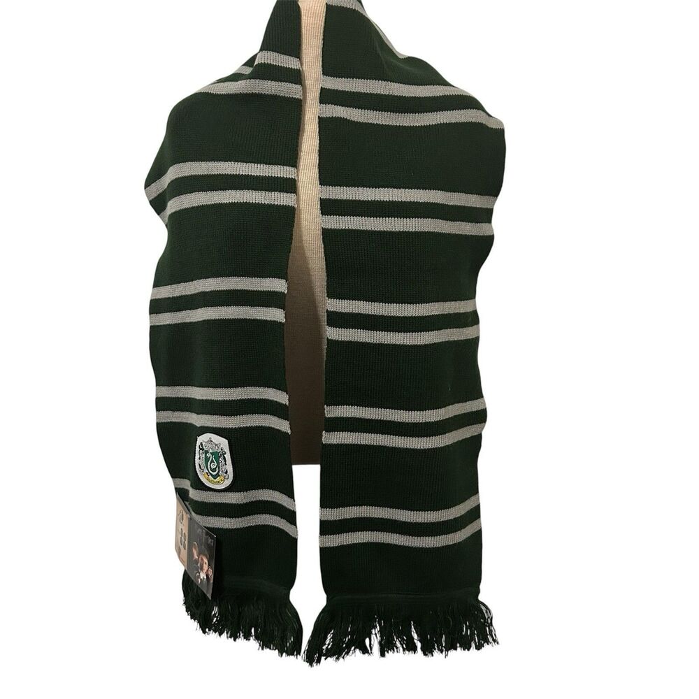 Wizarding‎ World of Harry Potter Slytherin House Knit Scarf X2 Wrap Green & Gray